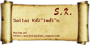Sallai Kálmán névjegykártya